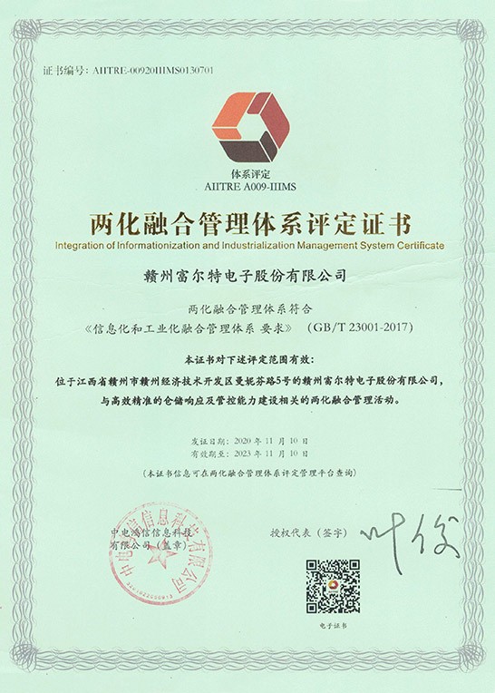 Integrtion of Informationzation and Industrialization Managerment System Certificate